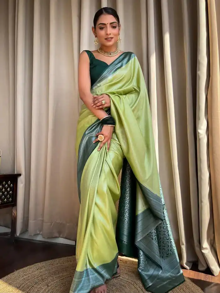 KPR 230 Pista Soft Lichi Silk Saree Perfect for Wedding, Party, Reception, Diwali, Ethnic Day – . Affordable Price ₹1449. Delivery 4-6 Working Days. | Bollywood Sarees, Creative Sarees, Designer Sarees, Embroidered Sarees, Ethnic Saree, Modern Digital sarees, Party Wear Sarees, Sarees