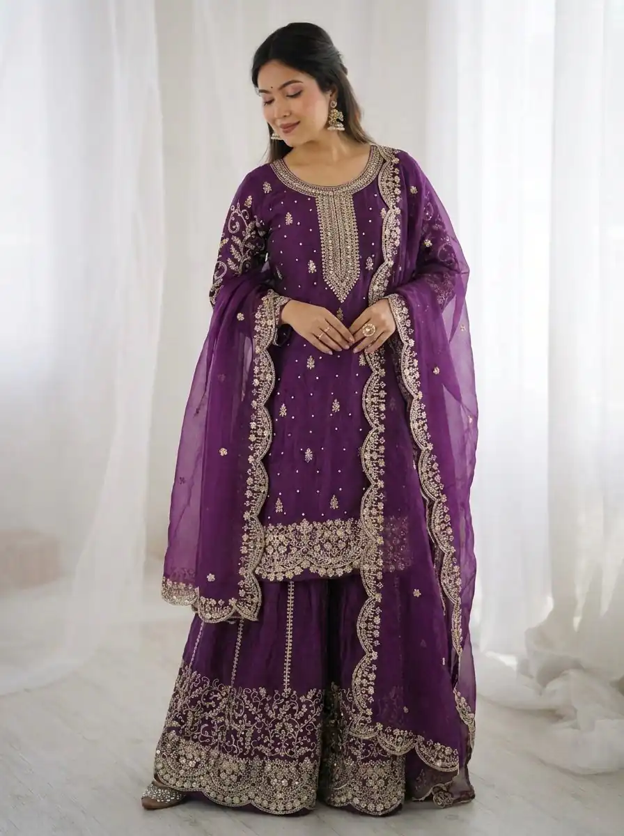 ZSR 3167 Purple Fendy Silk Salwar Suitwith Embroidery Work & Lace Work. Now at just ₹2149. Delivery 4-6 Working Days. Shop now. | Jump Suits, Straight Suits, Casual Suits, Creative suits, Designer Suits, Palazzo Suits, Party Wear Suits, Patiala Suits, Salwar suit