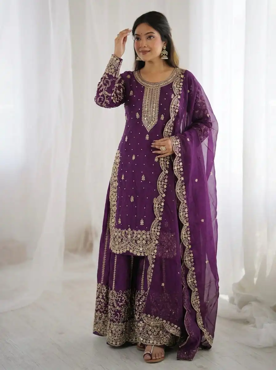 ZSR 3167 Purple Fendy Silk Salwar Suitwith Embroidery Work & Lace Work. Now at just ₹2149. Delivery 4-6 Working Days. Shop now. | Jump Suits, Straight Suits, Casual Suits, Creative suits, Designer Suits, Palazzo Suits, Party Wear Suits, Patiala Suits, Salwar suit