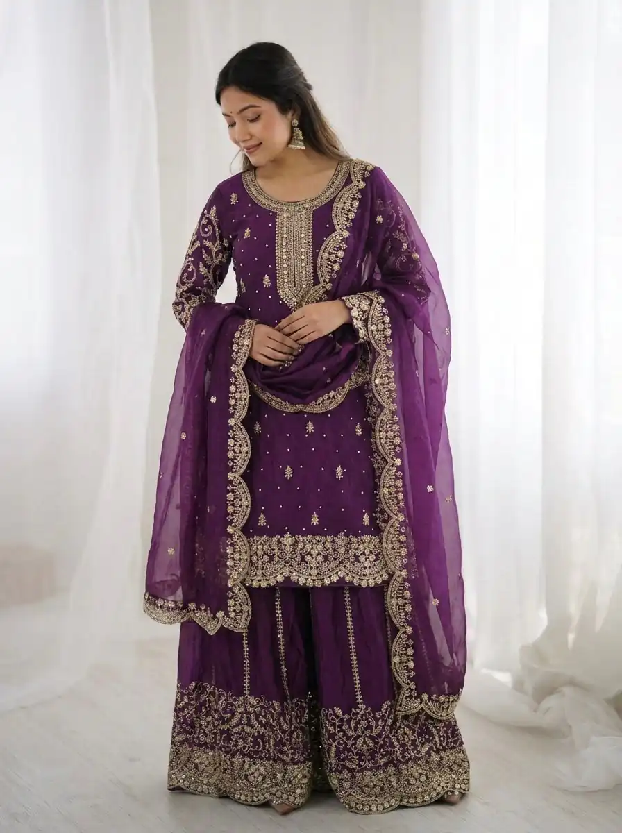 ZSR 3167 Purple Fendy Silk Salwar Suitwith Embroidery Work & Lace Work. Now at just ₹2149. Delivery 4-6 Working Days. Shop now. | Jump Suits, Straight Suits, Casual Suits, Creative suits, Designer Suits, Palazzo Suits, Party Wear Suits, Patiala Suits, Salwar suit