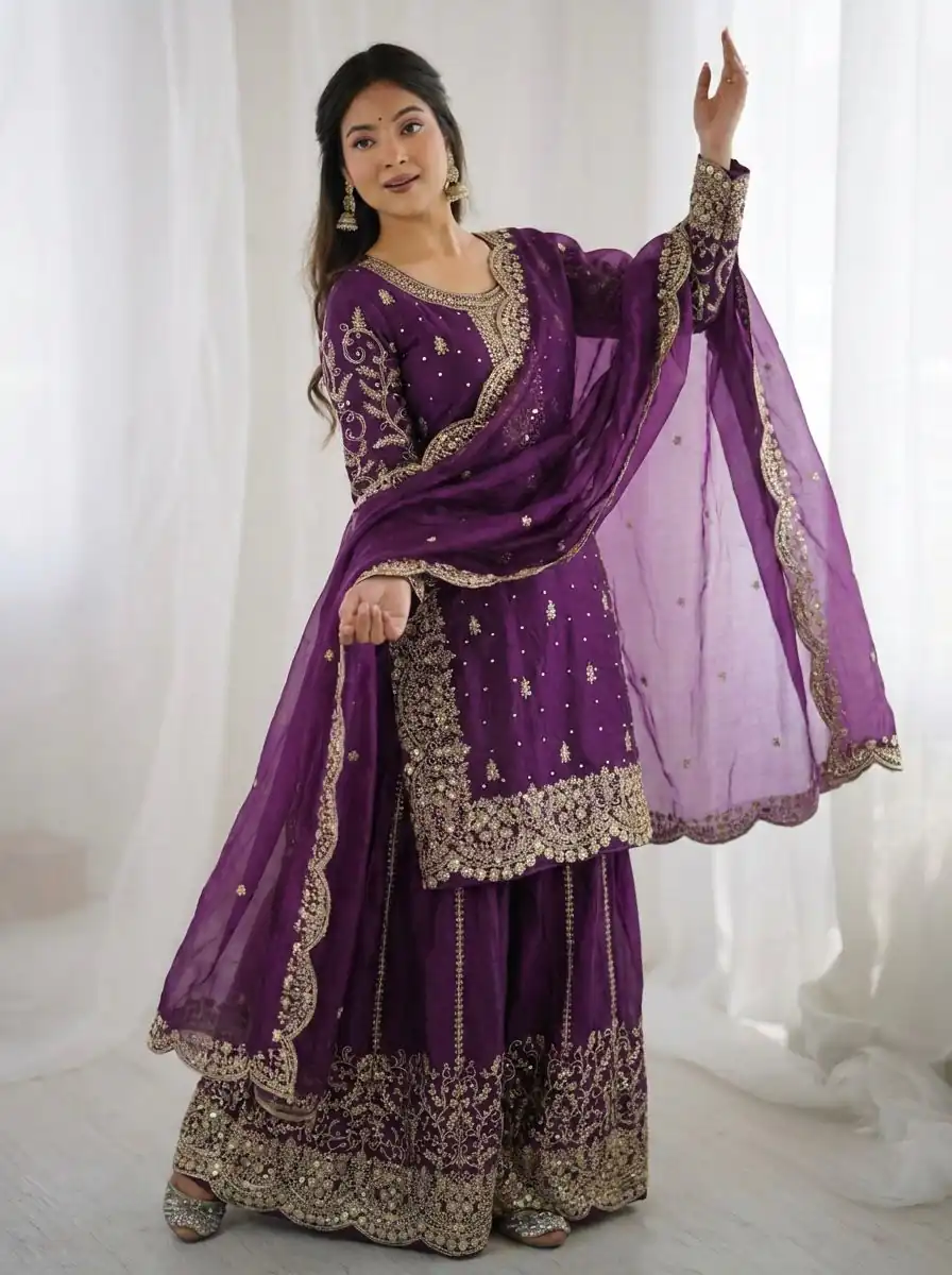 ZSR 3167 Purple Fendy Silk Salwar Suitwith Embroidery Work & Lace Work. Now at just ₹2149. Delivery 4-6 Working Days. Shop now. | Jump Suits, Straight Suits, Casual Suits, Creative suits, Designer Suits, Palazzo Suits, Party Wear Suits, Patiala Suits, Salwar suit
