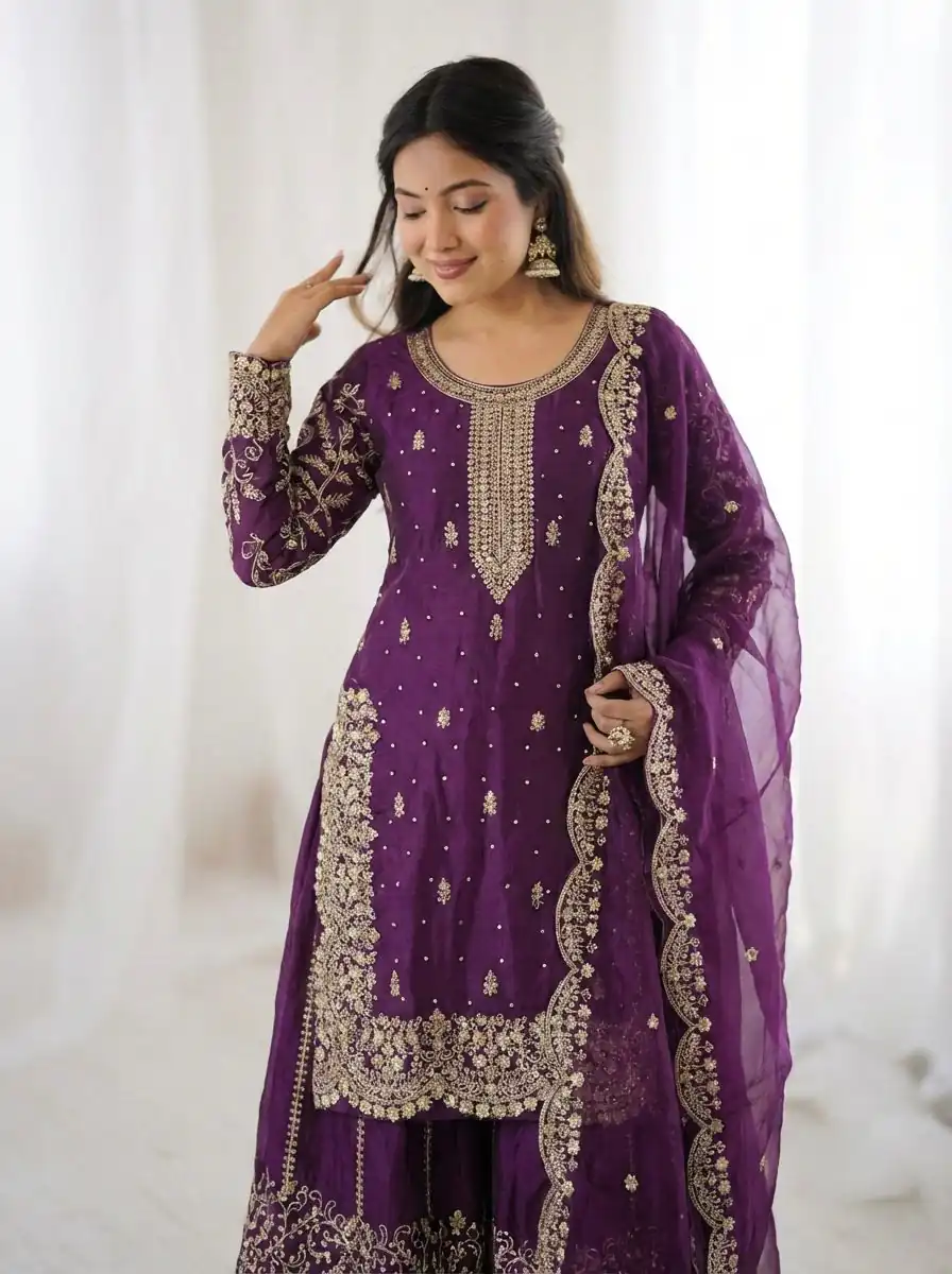 ZSR 3167 Purple Fendy Silk Salwar Suitwith Embroidery Work & Lace Work. Now at just ₹2149. Delivery 4-6 Working Days. Shop now. | Jump Suits, Straight Suits, Casual Suits, Creative suits, Designer Suits, Palazzo Suits, Party Wear Suits, Patiala Suits, Salwar suit