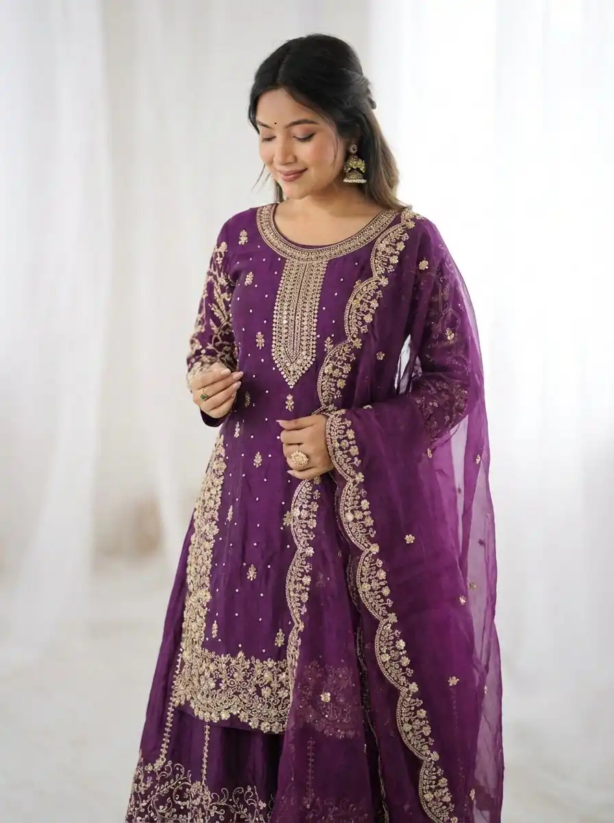 ZSR 3167 Purple Fendy Silk Salwar Suitwith Embroidery Work & Lace Work. Now at just ₹2149. Delivery 4-6 Working Days. Shop now. | Jump Suits, Straight Suits, Casual Suits, Creative suits, Designer Suits, Palazzo Suits, Party Wear Suits, Patiala Suits, Salwar suit