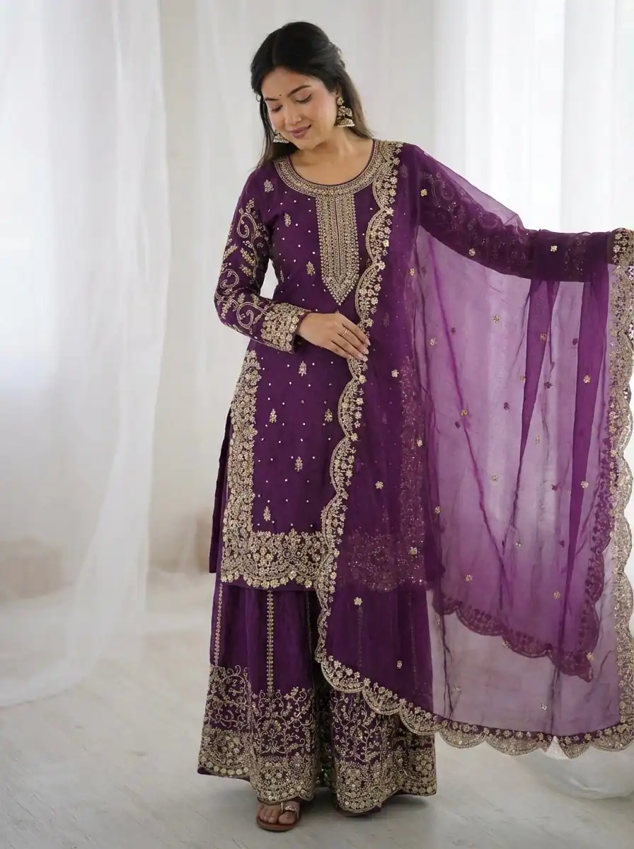 ZSR 3167 Purple Fendy Silk Salwar Suitwith Embroidery Work & Lace Work. Now at just ₹2149. Delivery 4-6 Working Days. Shop now. | Jump Suits, Straight Suits, Casual Suits, Creative suits, Designer Suits, Palazzo Suits, Party Wear Suits, Patiala Suits, Salwar suit