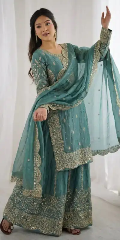 ZSR 3167 Sea Green Fendy Silk Salwar Suitwith Embroidery Work & Lace Work. Now at just ₹2149. Delivery 4-6 Working Days. Shop now. | Jump Suits, Straight Suits, Casual Suits, Creative suits, Designer Suits, Palazzo Suits, Party Wear Suits, Patiala Suits, Salwar suit