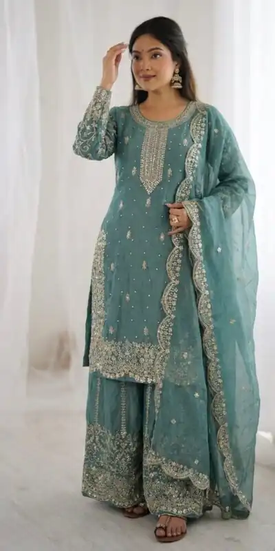 ZSR 3167 Sea Green Fendy Silk Salwar Suitwith Embroidery Work & Lace Work. Now at just ₹2149. Delivery 4-6 Working Days. Shop now. | Jump Suits, Straight Suits, Casual Suits, Creative suits, Designer Suits, Palazzo Suits, Party Wear Suits, Patiala Suits, Salwar suit
