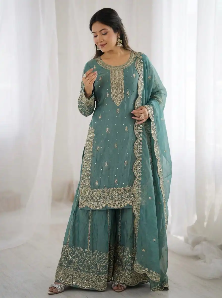 ZSR 3167 Sea Green Fendy Silk Salwar Suitwith Embroidery Work & Lace Work. Now at just ₹2149. Delivery 4-6 Working Days. Shop now. | Jump Suits, Straight Suits, Casual Suits, Creative suits, Designer Suits, Palazzo Suits, Party Wear Suits, Patiala Suits, Salwar suit