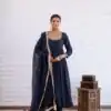 SRK 5324 Navy Blue Color Vichitra silk Gown with Bead Work & Lace Work. Now at just ₹1749. Delivery 4-6 Working Days. Shop now. | Bollywood Gowns, Creative Gowns, Designer Gowns, Embroidered Gowns, Gowns, Party Wear Gowns