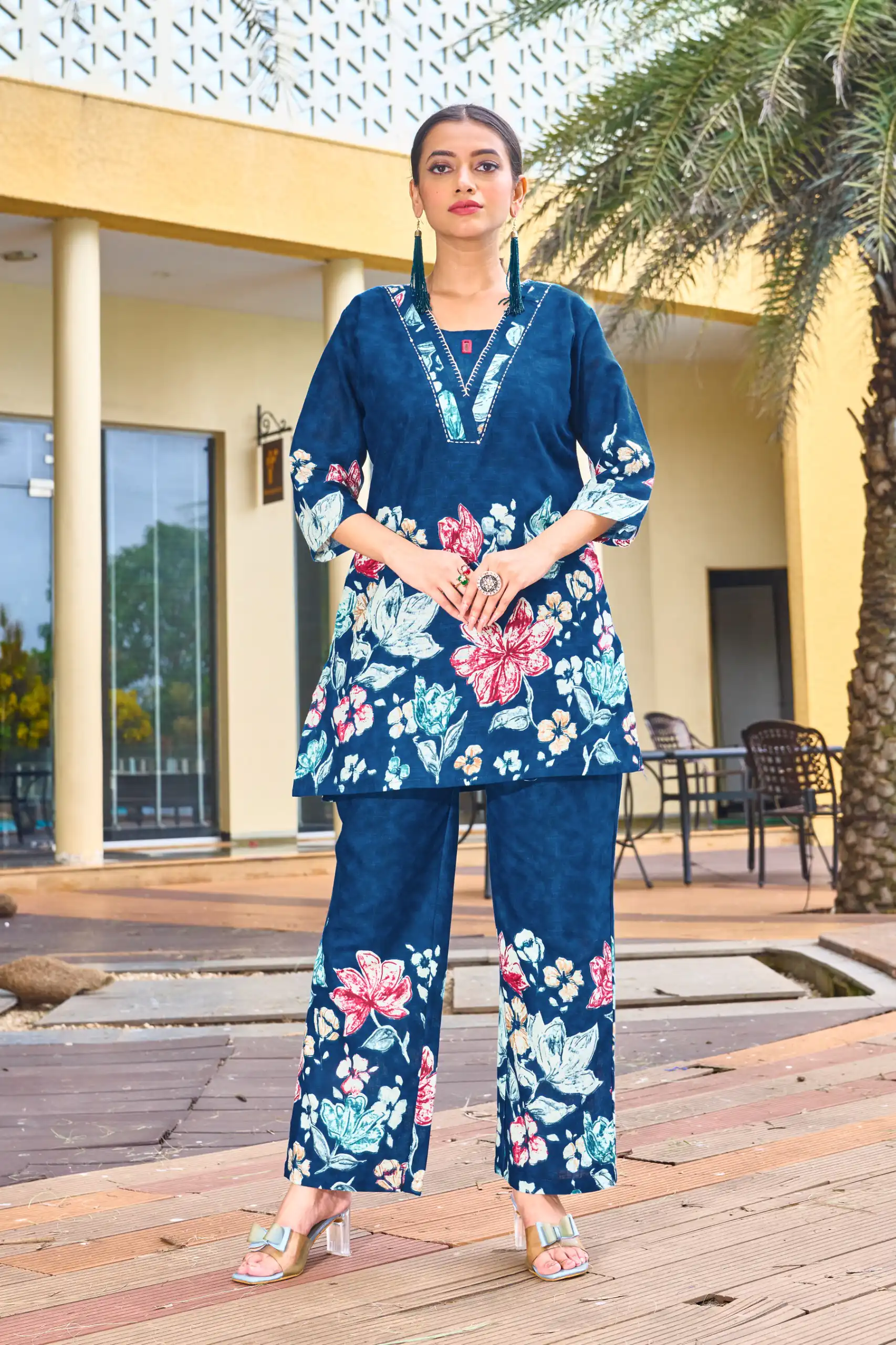 DIVA 128 Blue Color Cotton Kurti with Printed Designer Work. Exclusive Offer ₹1749. Delivery 4-6 Working Days. Online Shop now. | Bollywood Kurti, Creative Kurtis, Designer Kurti, Kurti, Party Wear Kurti, Selfie Kurti