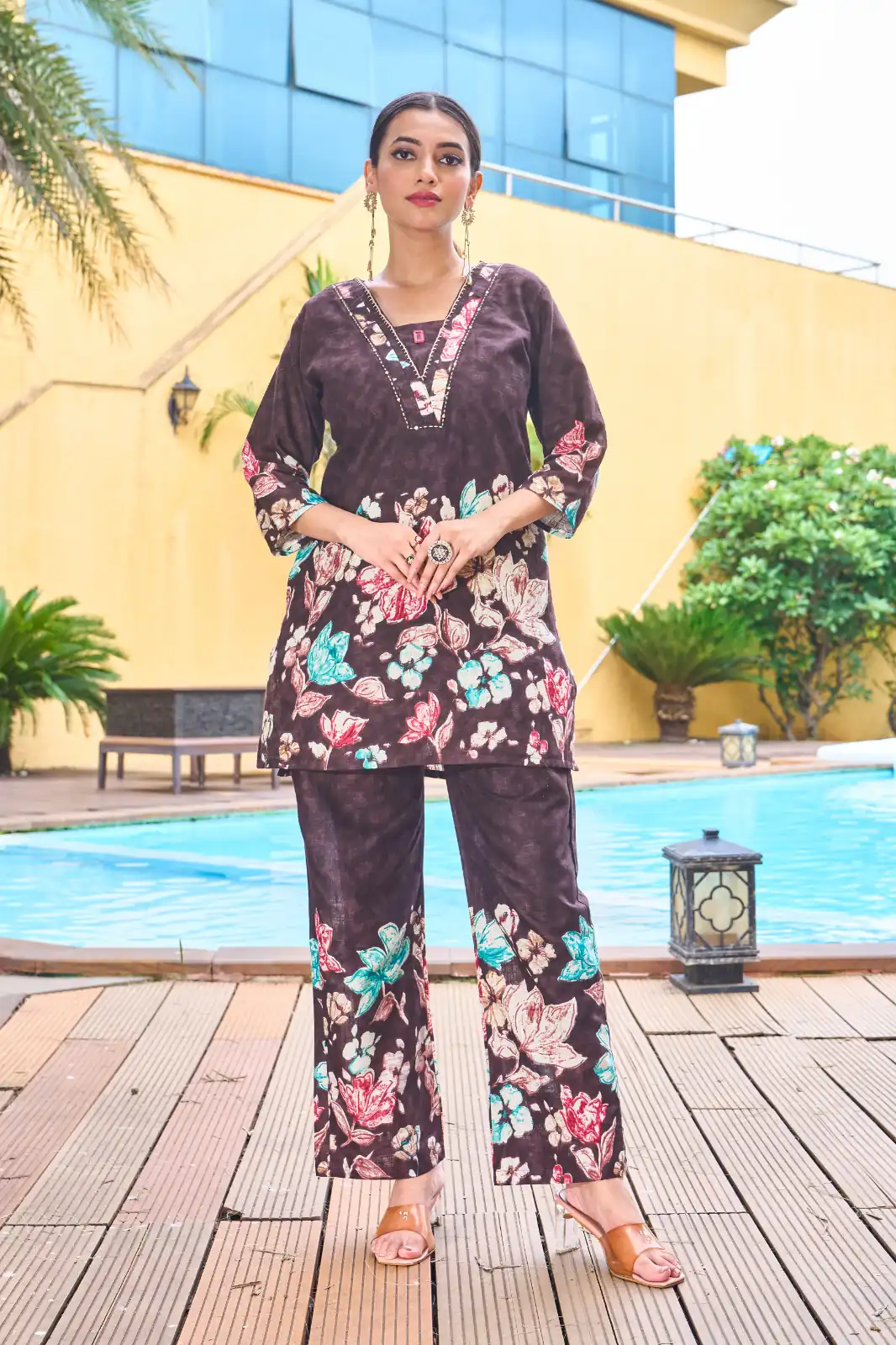 DIVA 128 Brown Color Cotton Kurti with Printed Designer Work. Exclusive Offer ₹1749. Delivery 4-6 Working Days. Online Shop now. | Bollywood Kurti, Creative Kurtis, Designer Kurti, Kurti, Party Wear Kurti, Selfie Kurti