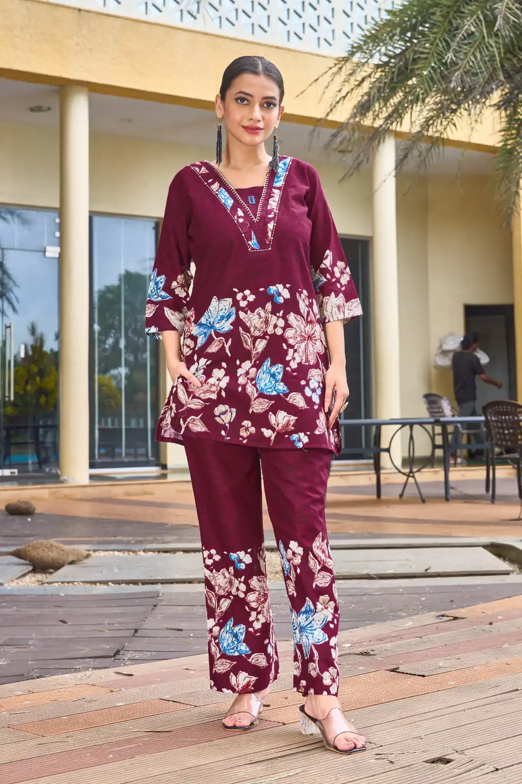 DIVA 128 Maroon Color Cotton Kurti with Printed Designer Work. Exclusive Offer ₹1749. Delivery 4-6 Working Days. Online Shop now. | Bollywood Kurti, Creative Kurtis, Designer Kurti, Kurti, Party Wear Kurti, Selfie Kurti