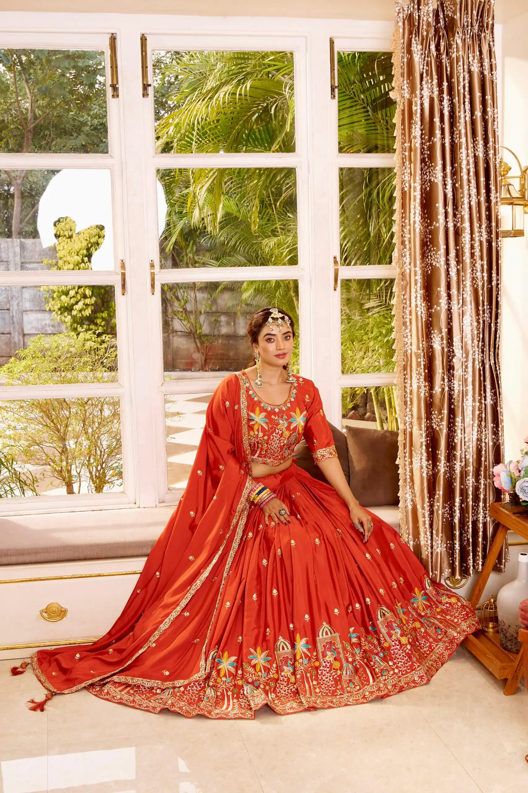 Ram 178 Orange Color Pure Crap Silk Lehenga Choli with Embroidery Work. Best Price ₹2549. Delivery 4-6 Working Days. Shop now. | Bollywood Lehenga, Creative Lehenga, Designer Lehenga, Embroidered Lehenga, Lehenga, Party Wear Lehenga