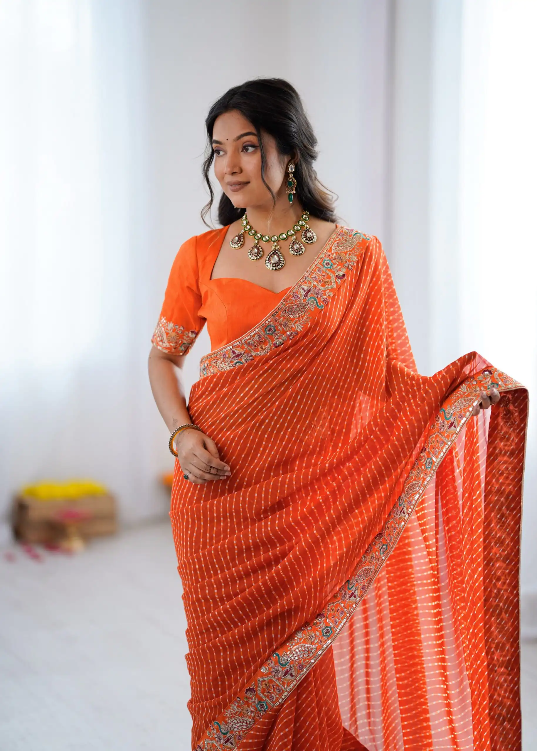 SP 79 Orange Faux Georgette Saree Perfect for Wedding, Party, Lohri, Engagement, Baby Shower – . Now at just ₹1999. Delivery 4-6 Working Days. Shop now | Bollywood Sarees, Creative Sarees, Designer Sarees, Embroidered Sarees, Ethnic Saree, Modern Digital sarees, Party Wear Sarees, Sarees