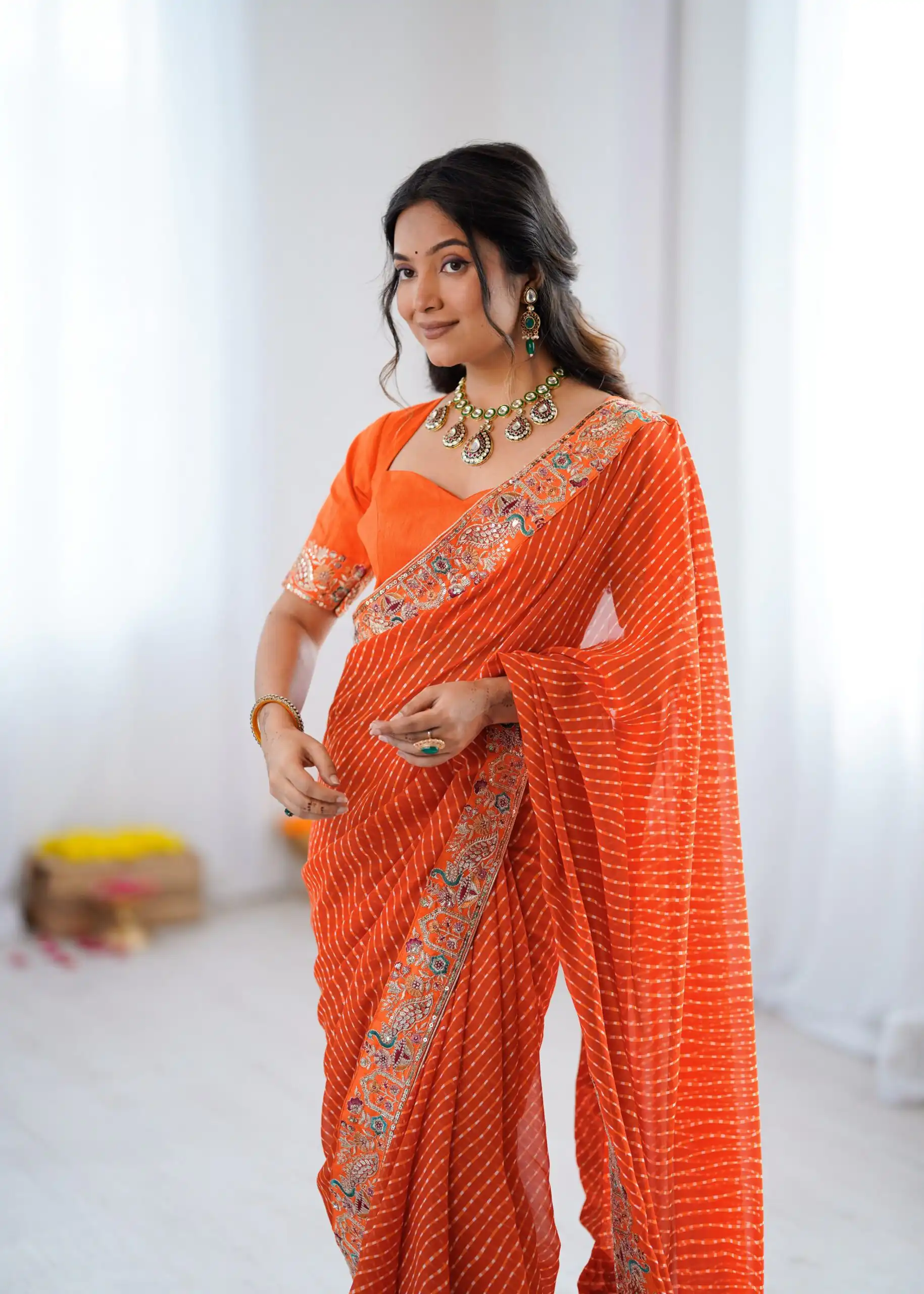 SP 79 Orange Faux Georgette Saree Perfect for Wedding, Party, Lohri, Engagement, Baby Shower – . Now at just ₹1999. Delivery 4-6 Working Days. Shop now | Bollywood Sarees, Creative Sarees, Designer Sarees, Embroidered Sarees, Ethnic Saree, Modern Digital sarees, Party Wear Sarees, Sarees