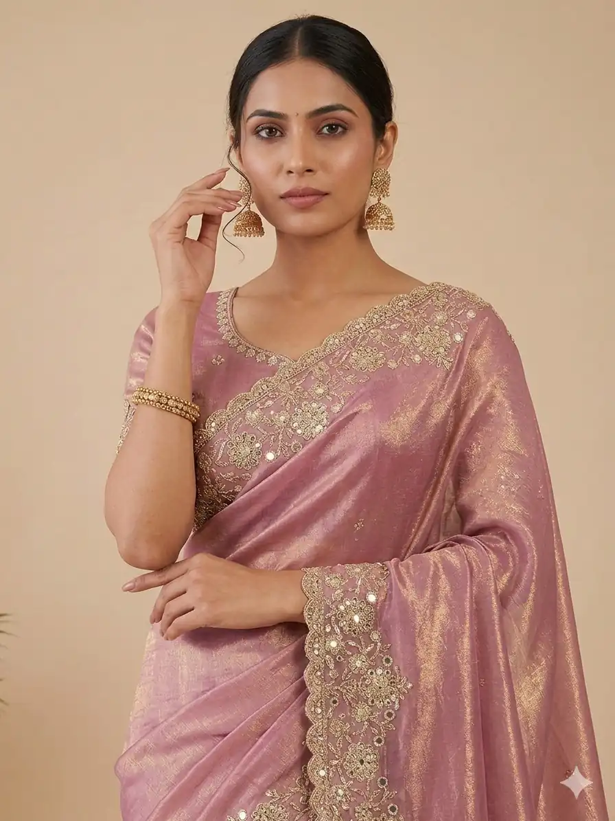 JR 670 Peach in Space Silk Embroidery Work & Zari Work Saree . Available at ₹1949 only. Delivery 4-6 Working Days. Shop now. | Bollywood Sarees, Creative Sarees, Designer Sarees, Embroidered Sarees, Ethnic Saree, Modern Digital sarees, Party Wear Sarees, Sarees
