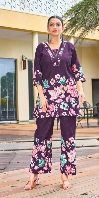 DIVA 128 Purple Color Cotton Kurti with Printed Designer Work. Exclusive Offer ₹1749. Delivery 4-6 Working Days. Online Shop now. | Bollywood Kurti, Creative Kurtis, Designer Kurti, Kurti, Party Wear Kurti, Selfie Kurti