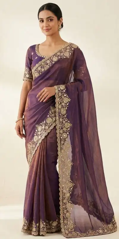 JR 670 Purple in Space Silk Embroidery Work & Zari Work Saree . Available at ₹1949 only. Delivery 4-6 Working Days. Shop now. | Bollywood Sarees, Creative Sarees, Designer Sarees, Embroidered Sarees, Ethnic Saree, Modern Digital sarees, Party Wear Sarees, Sarees