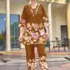 DIVA 128 Rust Color Cotton Kurti with Printed Designer Work. Exclusive Offer ₹1749. Delivery 4-6 Working Days. Online Shop now. | Bollywood Kurti, Creative Kurtis, Designer Kurti, Kurti, Party Wear Kurti, Selfie Kurti