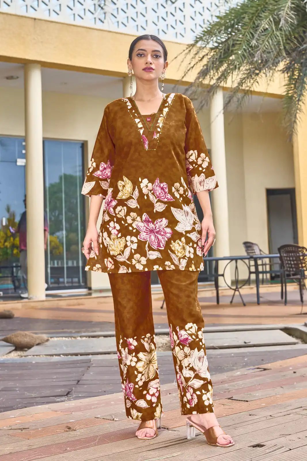 DIVA 128 Rust Color Cotton Kurti with Printed Designer Work. Exclusive Offer ₹1749. Delivery 4-6 Working Days. Online Shop now. | Bollywood Kurti, Creative Kurtis, Designer Kurti, Kurti, Party Wear Kurti, Selfie Kurti
