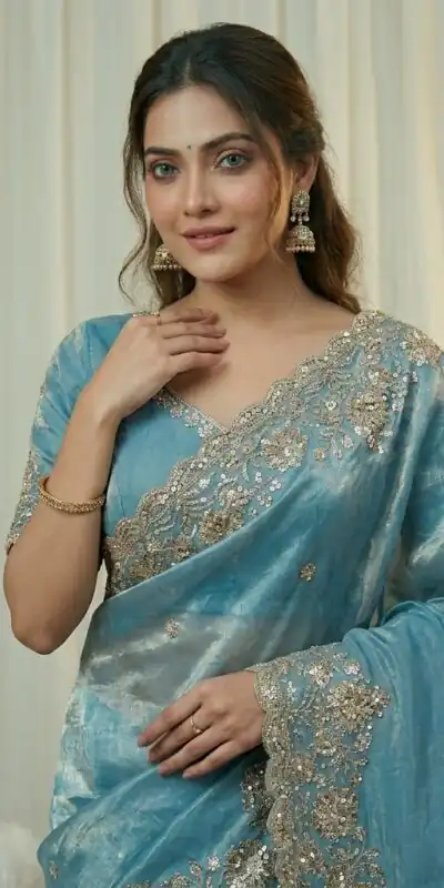 JR 670 Sky Blue in Space Silk Embroidery Work & Zari Work Saree . Available at ₹1949 only. Delivery 4-6 Working Days. Shop now. | Bollywood Sarees, Creative Sarees, Designer Sarees, Embroidered Sarees, Ethnic Saree, Modern Digital sarees, Party Wear Sarees, Sarees