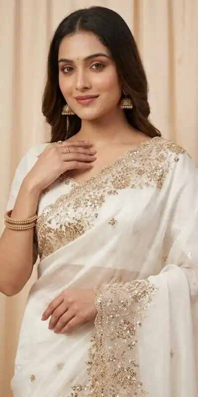 JR 670 White in Space Silk Embroidery Work & Zari Work Saree . Available at ₹1949 only. Delivery 4-6 Working Days. Shop now. | Bollywood Sarees, Creative Sarees, Designer Sarees, Embroidered Sarees, Ethnic Saree, Modern Digital sarees, Party Wear Sarees, Sarees