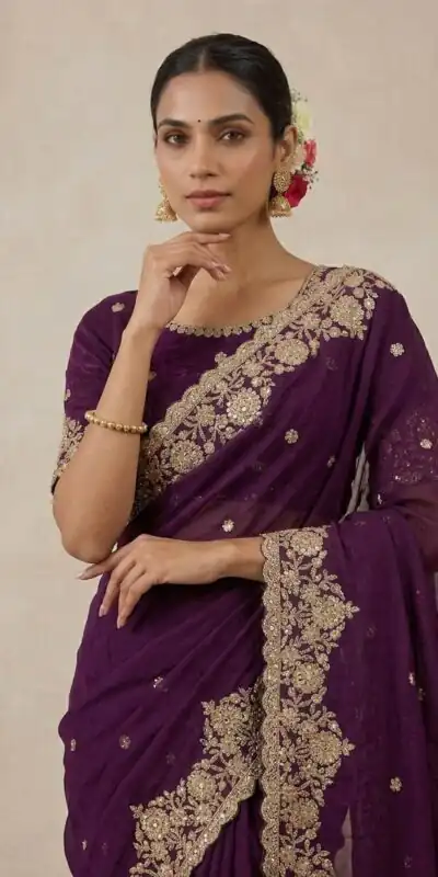 JR 670 Wine in Space Silk Embroidery Work & Zari Work Saree . Available at ₹1949 only. Delivery 4-6 Working Days. Shop now. | Bollywood Sarees, Creative Sarees, Designer Sarees, Embroidered Sarees, Ethnic Saree, Modern Digital sarees, Party Wear Sarees, Sarees