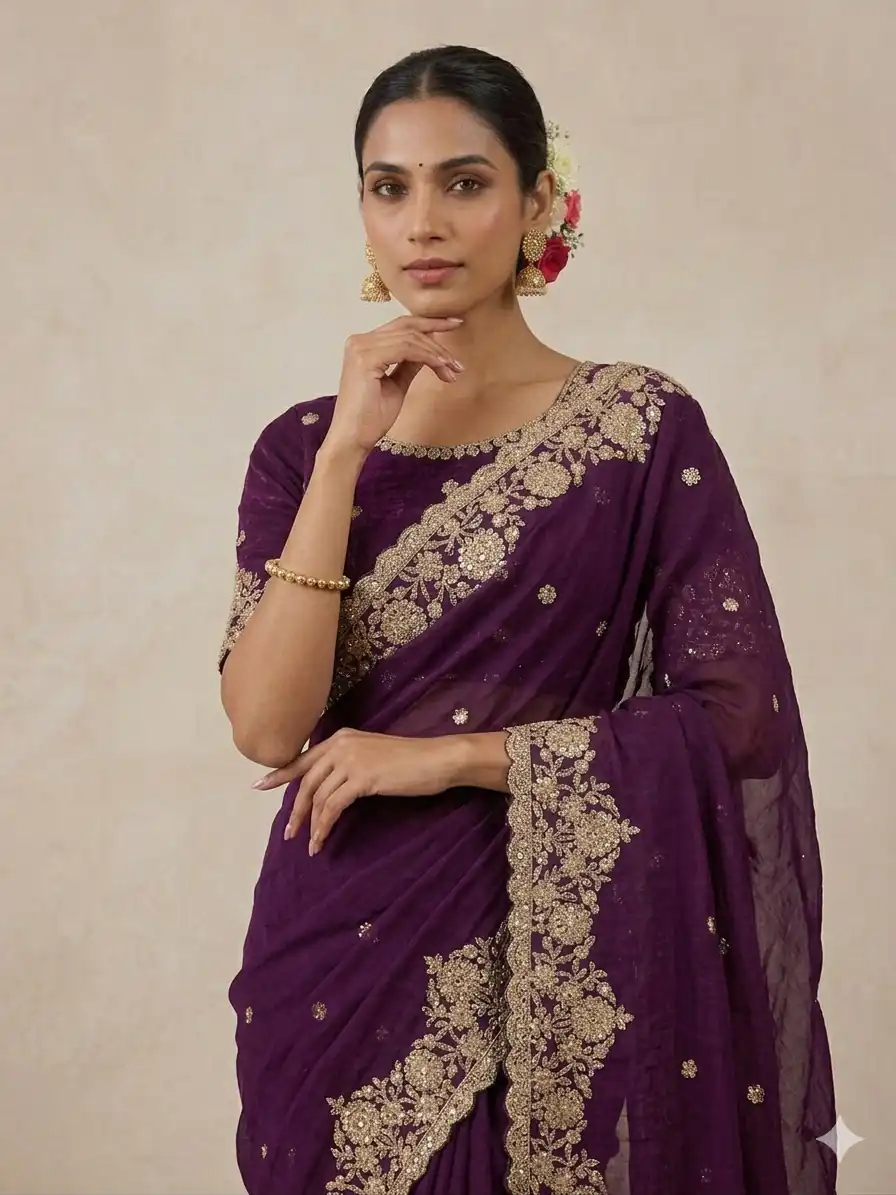 JR 670 Wine in Space Silk Embroidery Work & Zari Work Saree . Available at ₹1949 only. Delivery 4-6 Working Days. Shop now. | Bollywood Sarees, Creative Sarees, Designer Sarees, Embroidered Sarees, Ethnic Saree, Modern Digital sarees, Party Wear Sarees, Sarees