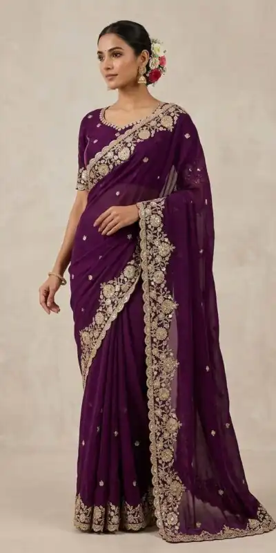 JR 670 Wine in Space Silk Embroidery Work & Zari Work Saree . Available at ₹1949 only. Delivery 4-6 Working Days. Shop now. | Bollywood Sarees, Creative Sarees, Designer Sarees, Embroidered Sarees, Ethnic Saree, Modern Digital sarees, Party Wear Sarees, Sarees