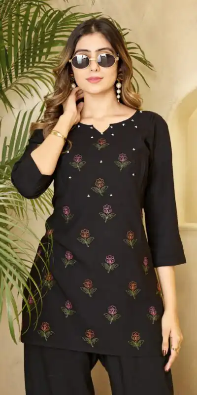 DIVA 158 Black Viscose Rayon Kurti with Embroidery Work & Mirror Work. Wedding, Party, Festive Grab it for ₹1749. Delivery 4-6 Working Days. Shop now. | Bollywood Kurti, Creative Kurtis, Designer Kurti, Kurti, Party Wear Kurti, Selfie Kurti