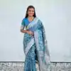 KPR 290 Blue in Soft Lichi Silk Jacquard Work Designer Work Saree . Exclusive Offer ₹1349. Delivery 4-6 Working Days. Shop now. | Bollywood Sarees, Creative Sarees, Designer Sarees, Embroidered Sarees, Ethnic Saree, Modern Digital sarees, Party Wear Sarees, Sarees