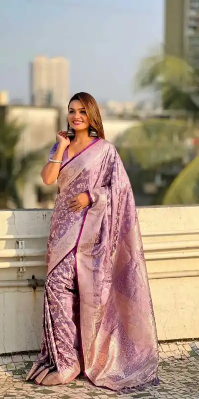 KPR 290 Lavender in Soft Lichi Silk Jacquard Work Designer Work Saree . Exclusive Offer ₹1349. Delivery 4-6 Working Days. Shop now. | Bollywood Sarees, Creative Sarees, Designer Sarees, Embroidered Sarees, Ethnic Saree, Modern Digital sarees, Party Wear Sarees, Sarees