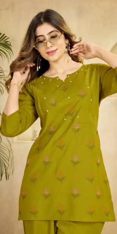 DIVA 158 Lime Green Viscose Rayon Kurti with Embroidery Work & Mirror Work. Wedding, Party, Festive Grab it for ₹1749. Delivery 4-6 Working Days. Shop now. | Bollywood Kurti, Creative Kurtis, Designer Kurti, Kurti, Party Wear Kurti, Selfie Kurti