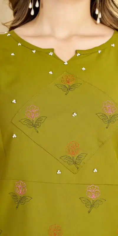 DIVA 158 Lime Green Viscose Rayon Kurti with Embroidery Work & Mirror Work. Wedding, Party, Festive Grab it for ₹1749. Delivery 4-6 Working Days. Shop now. | Bollywood Kurti, Creative Kurtis, Designer Kurti, Kurti, Party Wear Kurti, Selfie Kurti