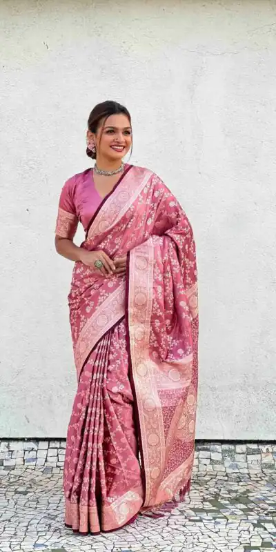 KPR 290 Peach in Soft Lichi Silk Jacquard Work Designer Work Saree . Exclusive Offer ₹1349. Delivery 4-6 Working Days. Shop now. | Bollywood Sarees, Creative Sarees, Designer Sarees, Embroidered Sarees, Ethnic Saree, Modern Digital sarees, Party Wear Sarees, Sarees