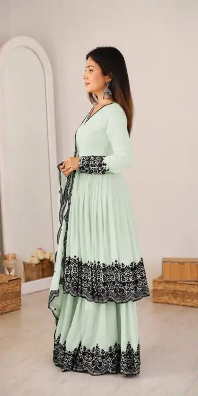 SP 71 Pista Faux Georgette Salwar Suit with Embroidery Work. Available at ₹2499 only. Delivery 4-6 Working Days. Shop now. | Jump Suits, Straight Suits, Casual Suits, Creative suits, Designer Suits, Palazzo Suits, Party Wear Suits, Patiala Suits, Salwar suit