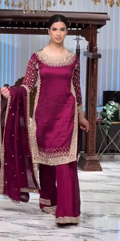 ZB 5056 Rani Pink in Natural Crepe Embroidery Work Salwar Suit . Wedding, Party, Festive, Events, Get it for ₹2199. Delivery 4-6 Working Days. Shop now. | Jump Suits, Straight Suits, Casual Suits, Creative suits, Designer Suits, Palazzo Suits, Party Wear Suits, Patiala Suits, Salwar suit