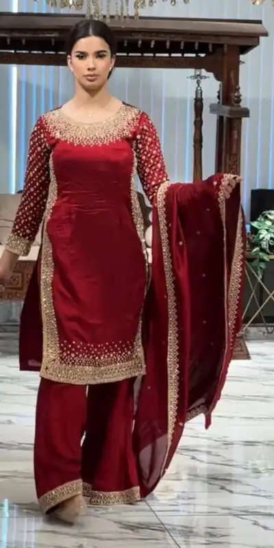 ZB 5056 Red in Color Natural Crepe Embroidery Work Salwar Suit . Wedding, Party, Festive, Events, Get it for ₹2199. Delivery 4-6 Working Days. Shop now. | Jump Suits, Straight Suits, Casual Suits, Creative suits, Designer Suits, Palazzo Suits, Party Wear Suits, Patiala Suits, Salwar suit