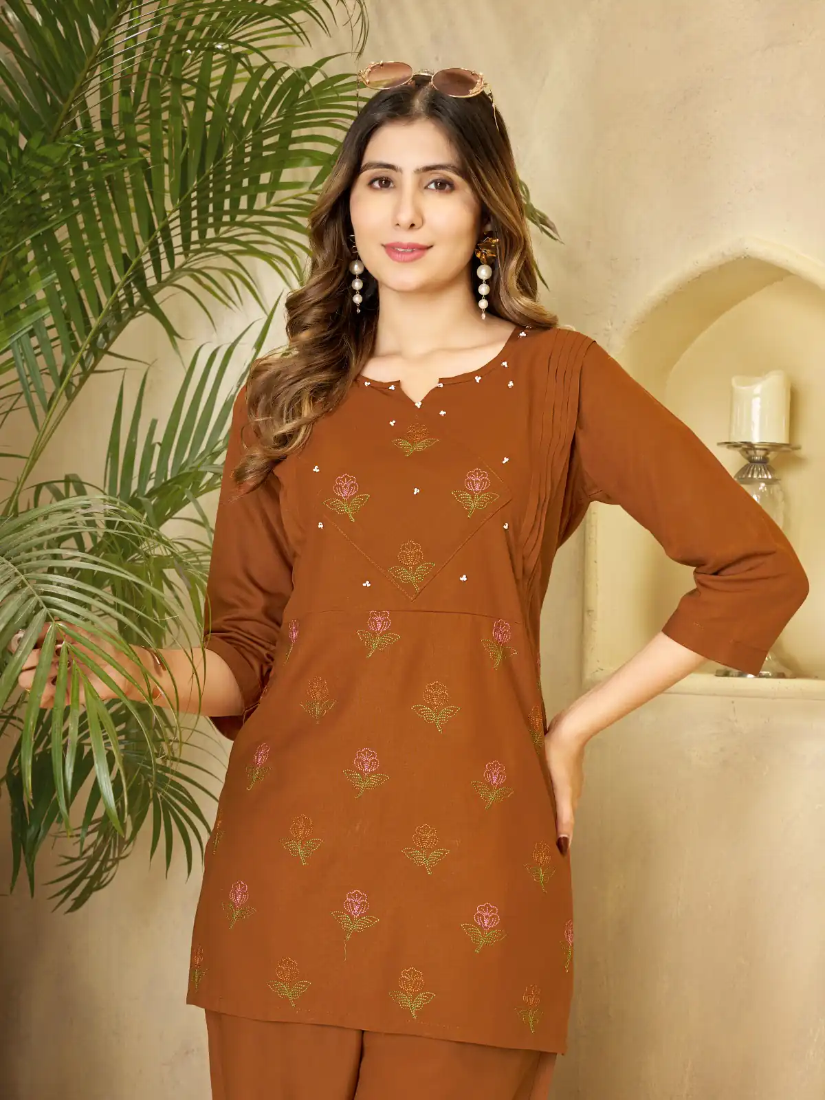 DIVA 158 Rust Viscose Rayon Kurti with Embroidery Work & Mirror Work. Wedding, Party, Festive Grab it for ₹1749. Delivery 4-6 Working Days. Shop now. | Bollywood Kurti, Creative Kurtis, Designer Kurti, Kurti, Party Wear Kurti, Selfie Kurti