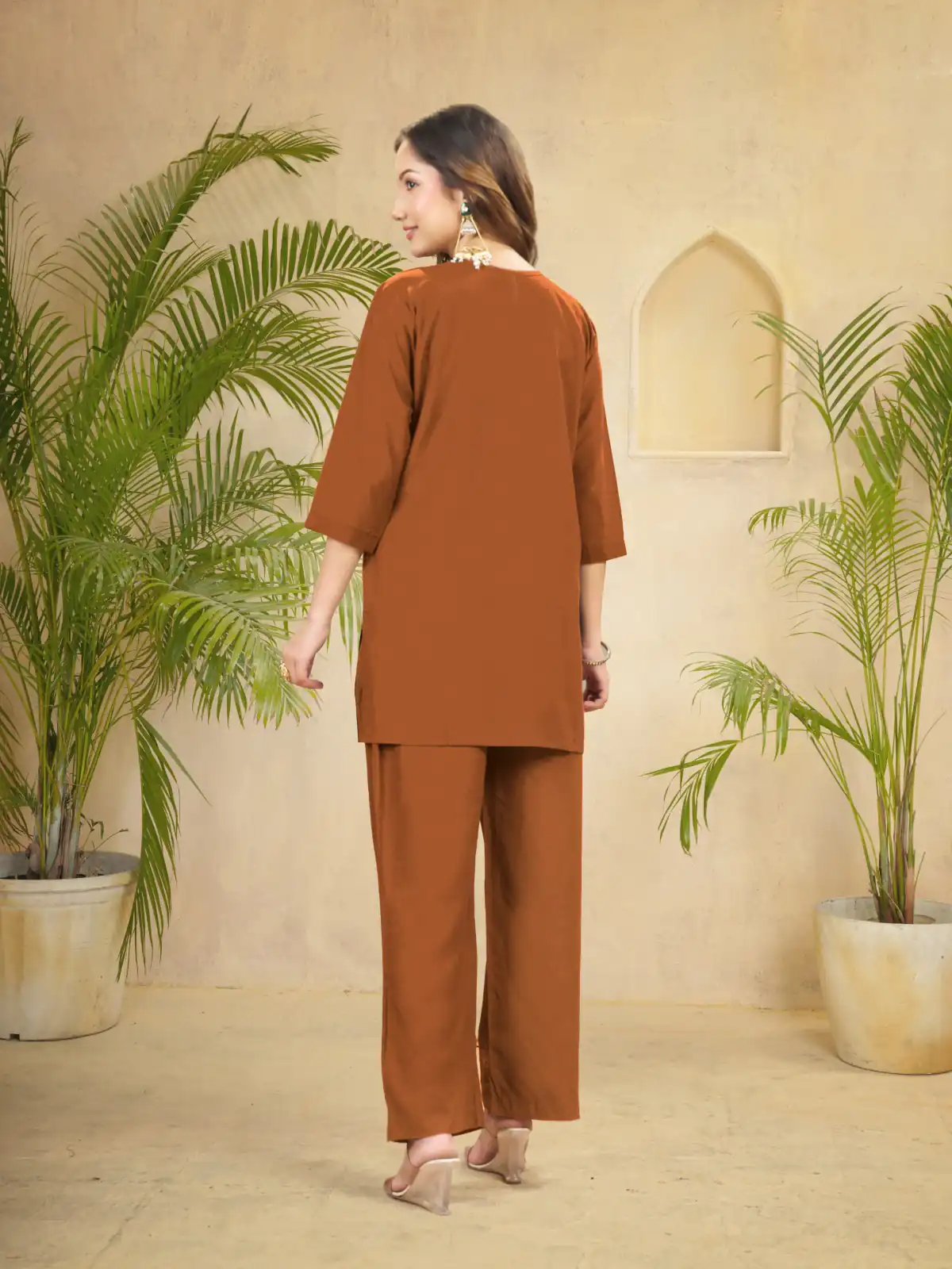 DIVA 158 Rust Viscose Rayon Kurti with Embroidery Work & Mirror Work. Wedding, Party, Festive Grab it for ₹1749. Delivery 4-6 Working Days. Shop now. | Bollywood Kurti, Creative Kurtis, Designer Kurti, Kurti, Party Wear Kurti, Selfie Kurti