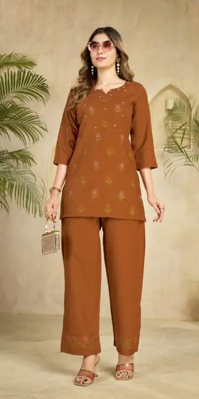 DIVA 158 Rust Viscose Rayon Kurti with Embroidery Work & Mirror Work. Wedding, Party, Festive Grab it for ₹1749. Delivery 4-6 Working Days. Shop now. | Bollywood Kurti, Creative Kurtis, Designer Kurti, Kurti, Party Wear Kurti, Selfie Kurti
