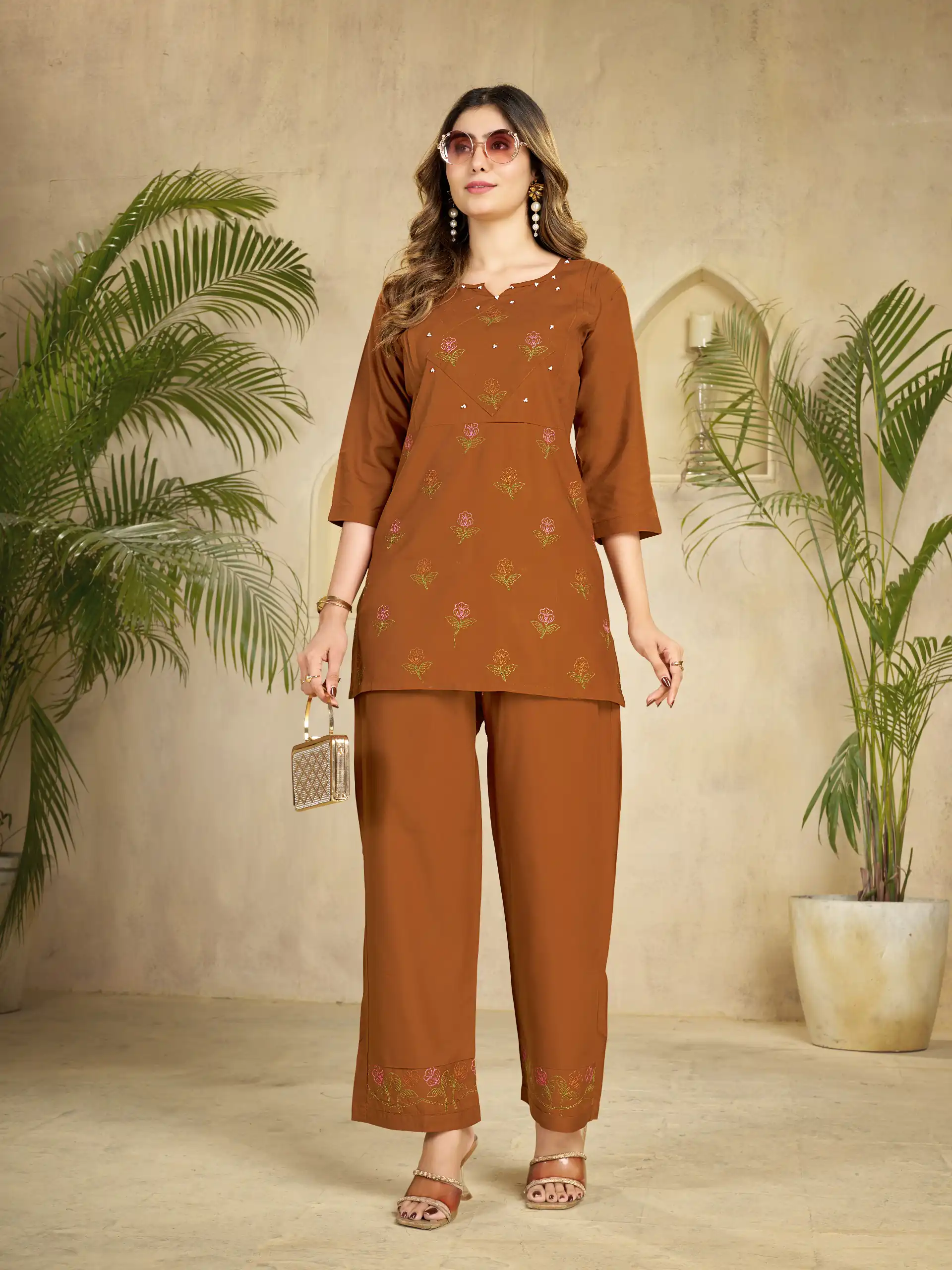 DIVA 158 Rust Viscose Rayon Kurti with Embroidery Work & Mirror Work. Wedding, Party, Festive Grab it for ₹1749. Delivery 4-6 Working Days. Shop now. | Bollywood Kurti, Creative Kurtis, Designer Kurti, Kurti, Party Wear Kurti, Selfie Kurti