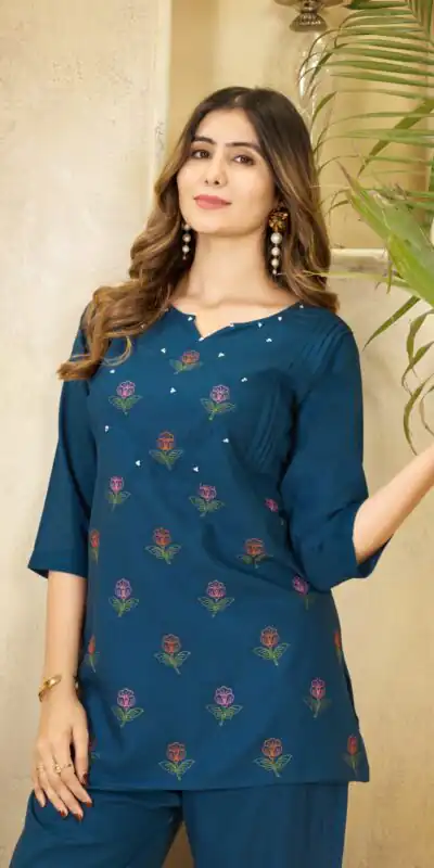 DIVA 158 Teal Viscose Rayon Kurti with Embroidery Work & Mirror Work. Wedding, Party, Festive Grab it for ₹1749. Delivery 4-6 Working Days. Shop now. | Bollywood Kurti, Creative Kurtis, Designer Kurti, Kurti, Party Wear Kurti, Selfie Kurti