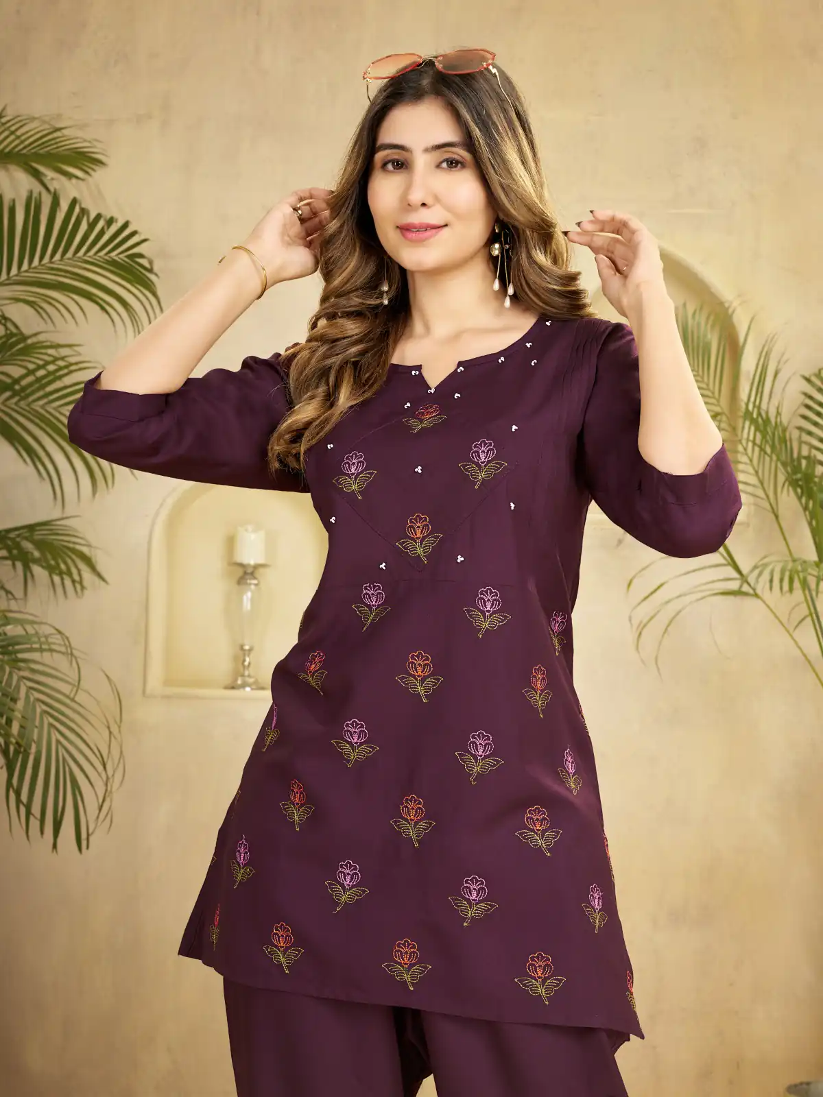 DIVA 158 Wine Viscose Rayon Kurti with Embroidery Work & Mirror Work. Wedding, Party, Festive Grab it for ₹1749. Delivery 4-6 Working Days. Shop now. | Bollywood Kurti, Creative Kurtis, Designer Kurti, Kurti, Party Wear Kurti, Selfie Kurti