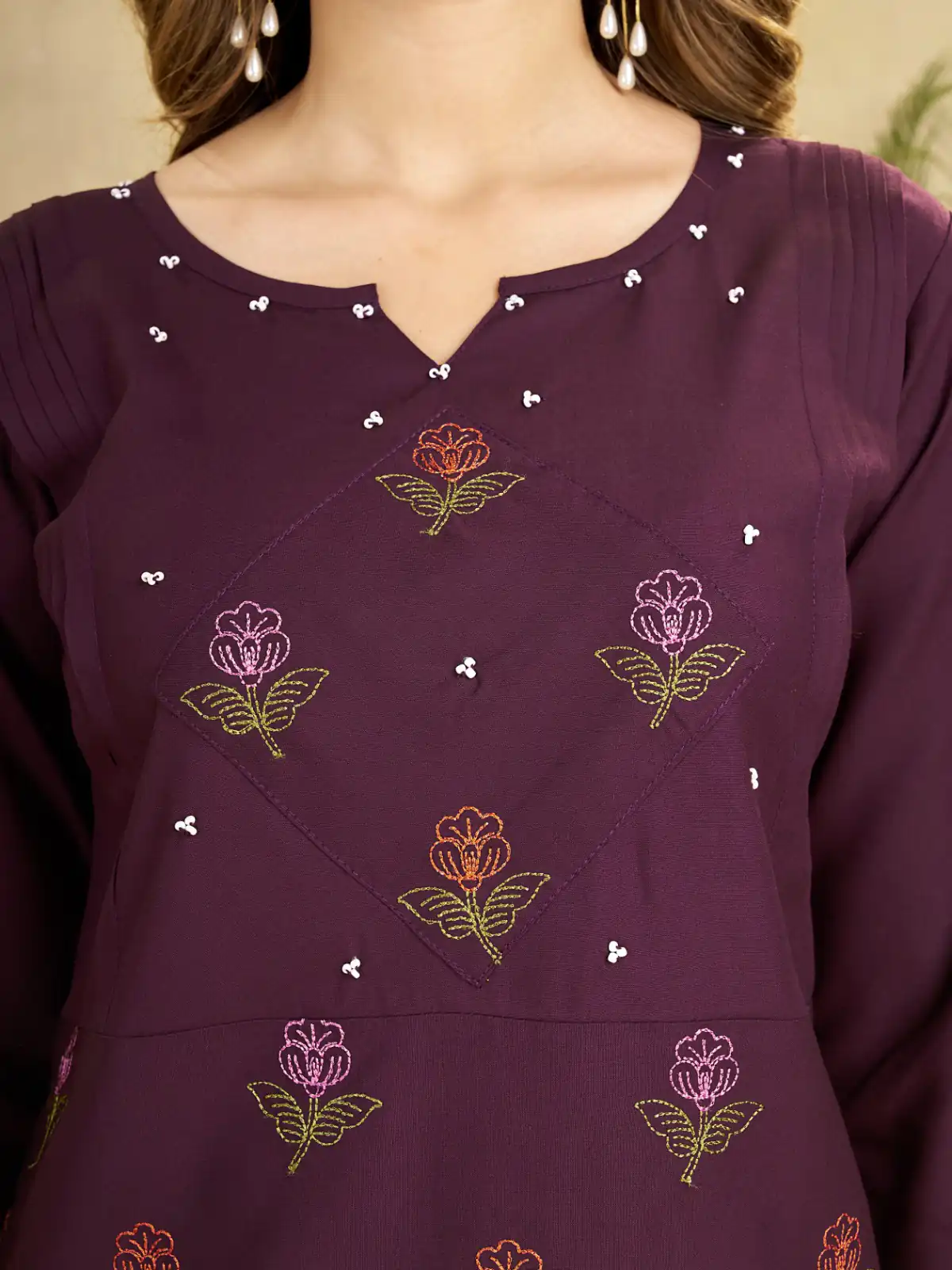 DIVA 158 Wine Viscose Rayon Kurti with Embroidery Work & Mirror Work. Wedding, Party, Festive Grab it for ₹1749. Delivery 4-6 Working Days. Shop now. | Bollywood Kurti, Creative Kurtis, Designer Kurti, Kurti, Party Wear Kurti, Selfie Kurti