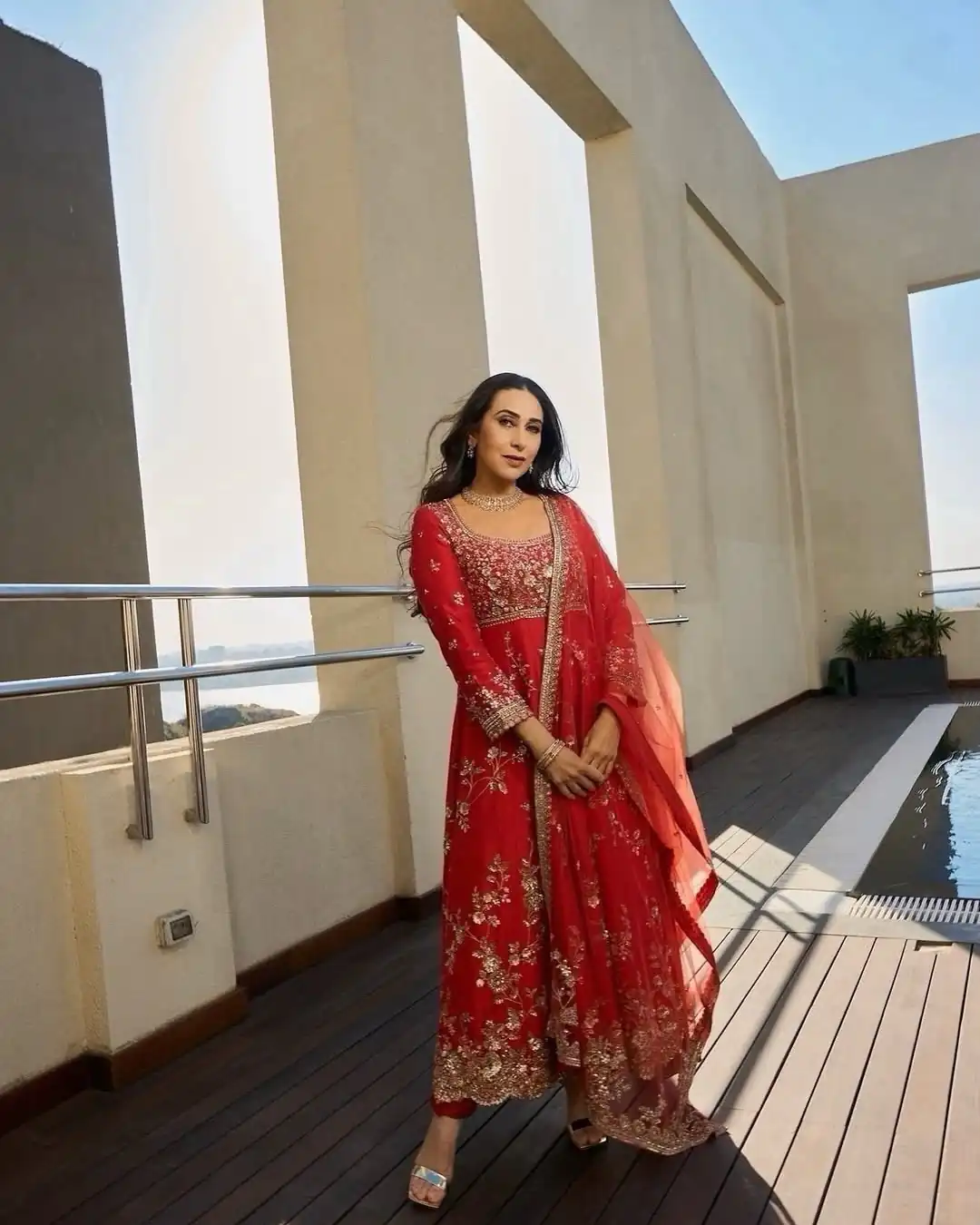 Attractive Red Georgette Embroidery Work Gown - Image 9