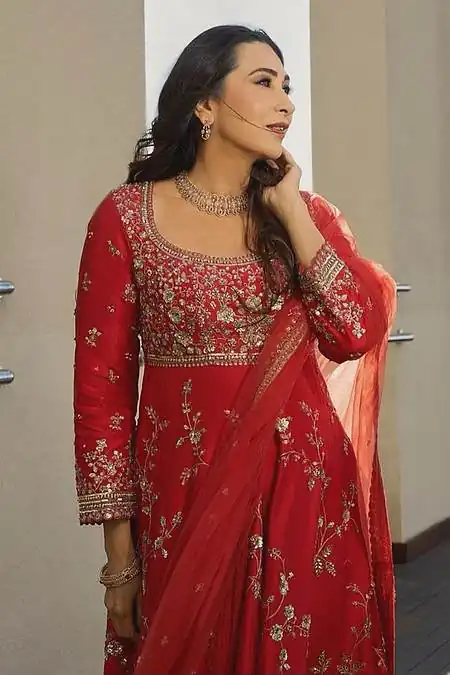 Attractive Red Georgette Embroidery Work Gown - Image 5