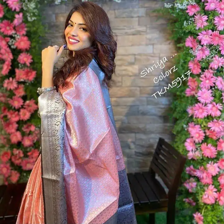 Beautiful Pink Soft Lichi Silk Lace Work Saree - Image 4