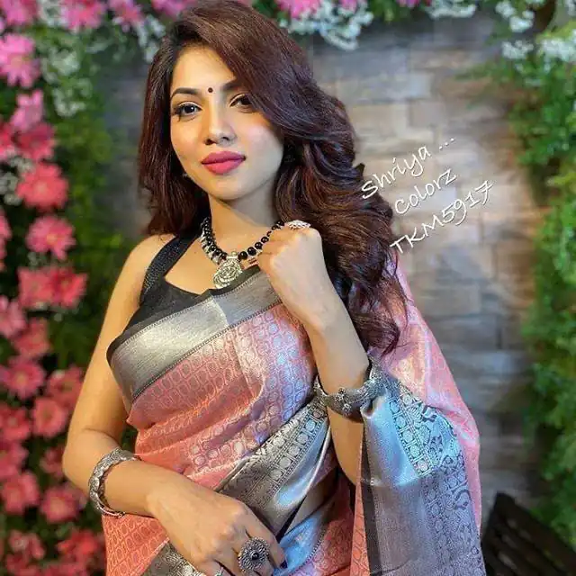 Beautiful Pink Soft Lichi Silk Lace Work Saree