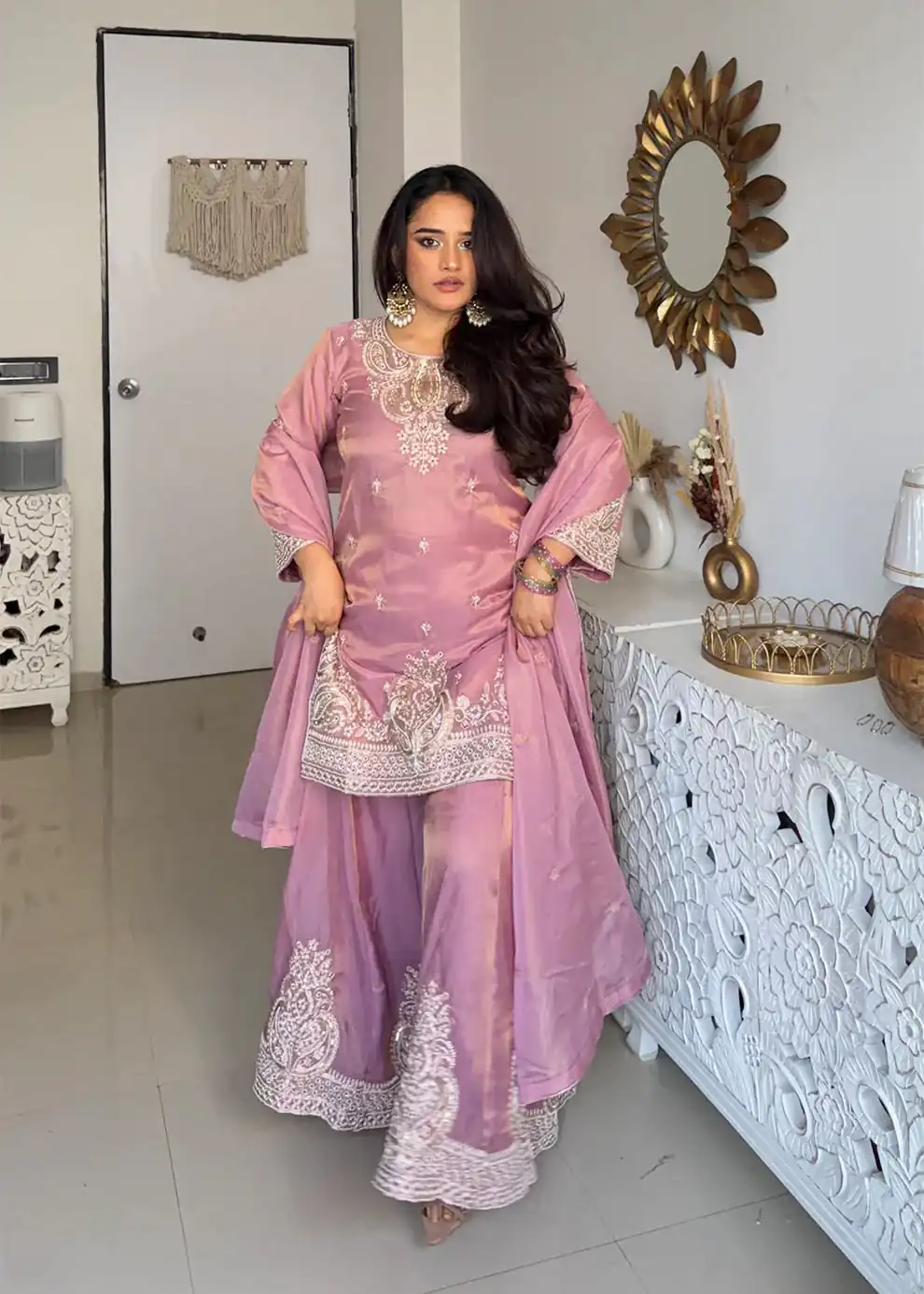Classic Pink Fendy Silk Sequence Work Salwar Suit - Image 3
