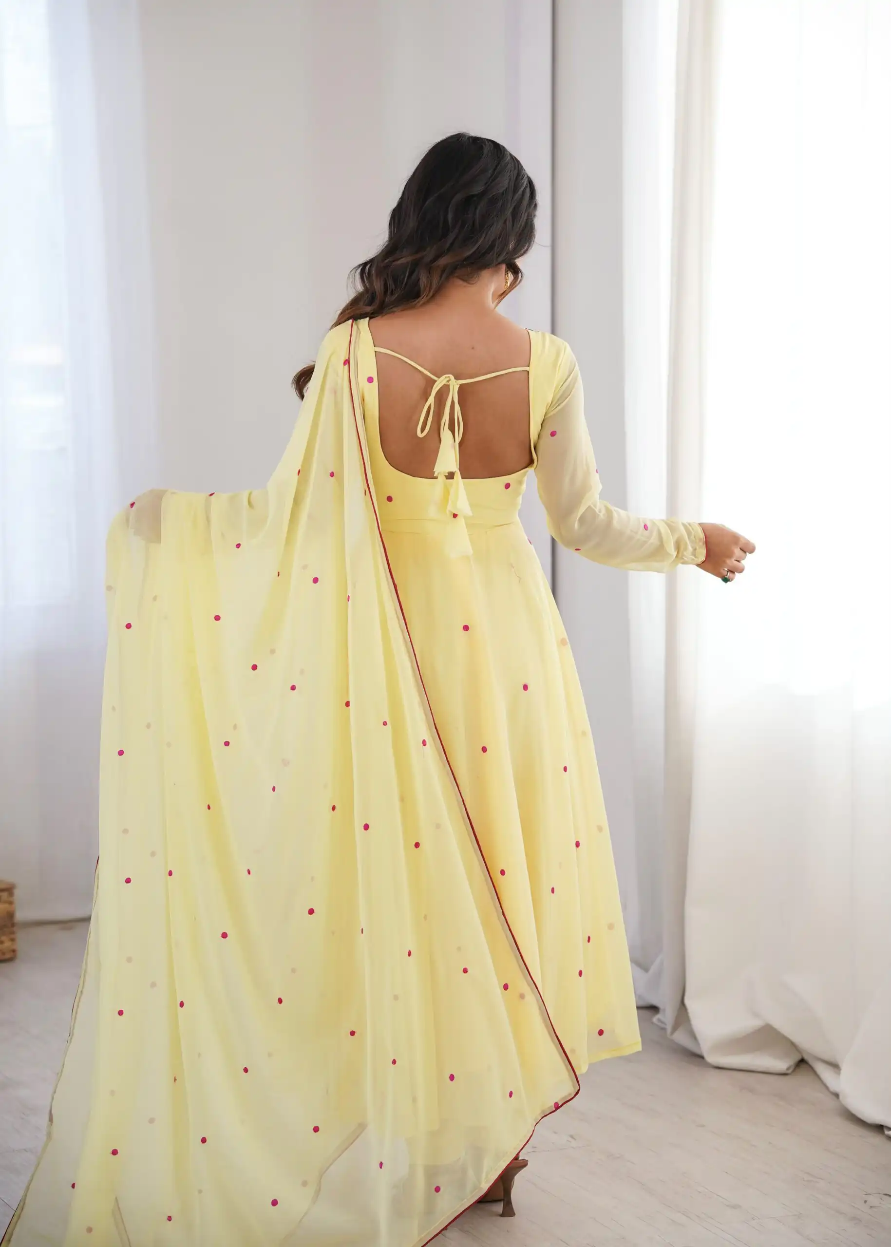 Gorgeous Yellow Faux Georgette Embroidery Work Salwar Suit - Image 6